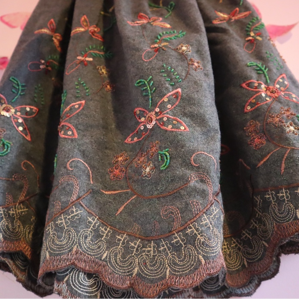 Heart Moon Star Embroidered Skirt